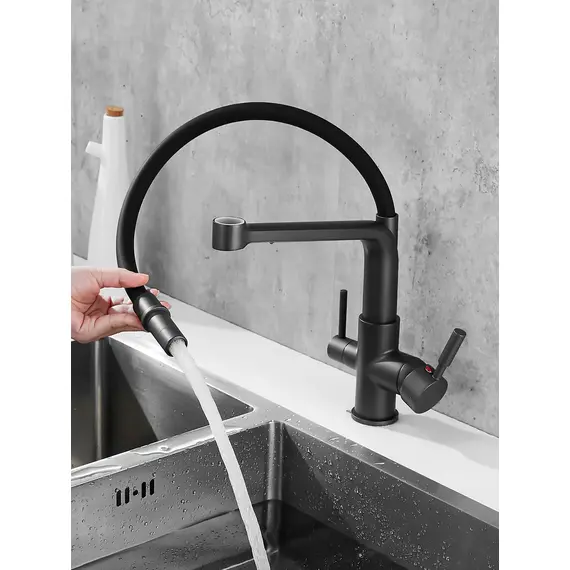 Смеситель для кухни с гибким изливом и фильтром Rose R658Y, изображение 4