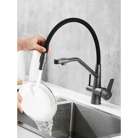 Смеситель для кухни с гибким изливом и фильтром Rose R558Y, изображение 4