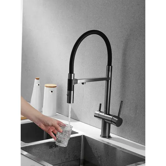 Смеситель для кухни с гибким изливом и фильтром Rose R958T, изображение 4