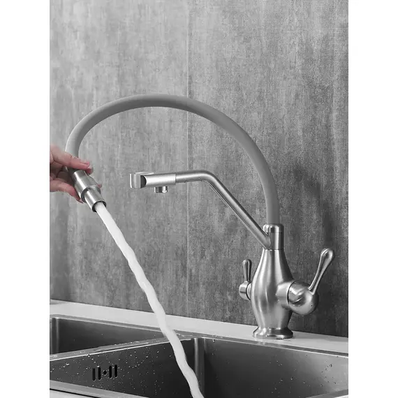 Смеситель для кухни с гибким изливом и фильтром Rose R858L, изображение 4