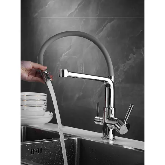 Смеситель для кухни с гибким изливом и фильтром Rose R658, изображение 4