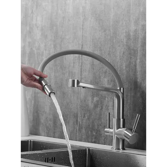 Смеситель для кухни с гибким изливом и фильтром Rose R658L, изображение 4