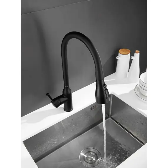 Однорычажный смеситель для кухни с выдвижной лейкой Shevanik S163H, изображение 4