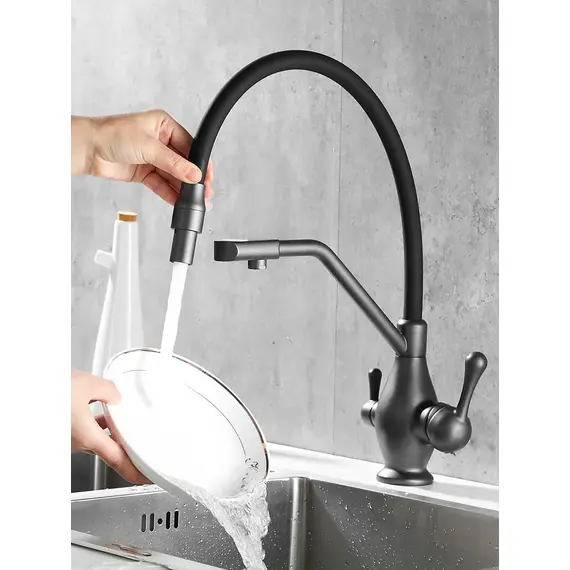 Смеситель для кухни с гибким изливом и фильтром Rose R858Y, изображение 5