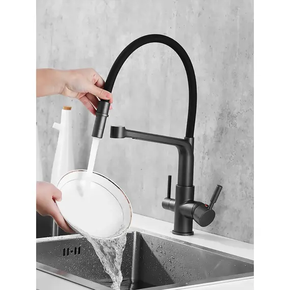 Смеситель для кухни с гибким изливом и фильтром Rose R658Y, изображение 5