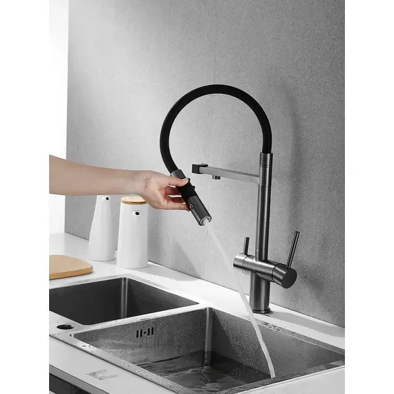 Смеситель для кухни с гибким изливом и фильтром Rose R958T, изображение 5