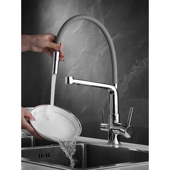 Смеситель для кухни с гибким изливом и фильтром Rose R658, изображение 5