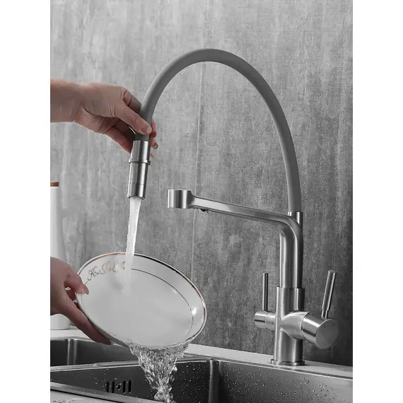 Смеситель для кухни с гибким изливом и фильтром Rose R658L, изображение 5