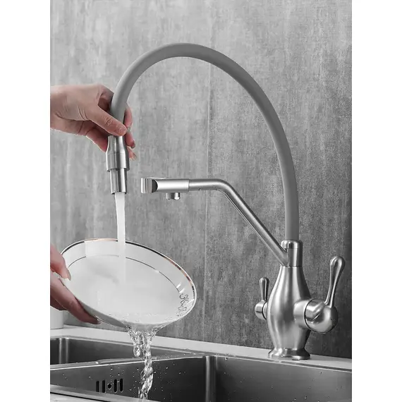 Смеситель для кухни с гибким изливом и фильтром Rose R858L, изображение 5
