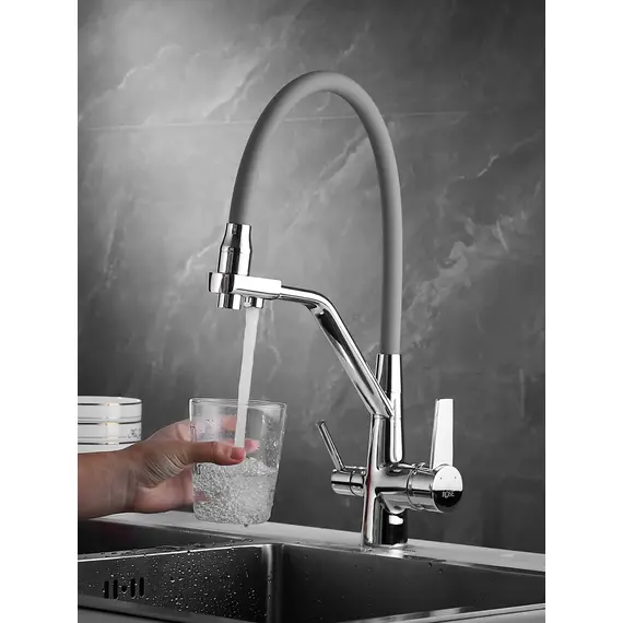 Смеситель для кухни с гибким изливом и фильтром Rose R558, изображение 6