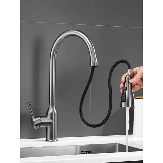 Однорычажный смеситель для кухни с выдвижной лейкой Shevanik S163T, изображение 6