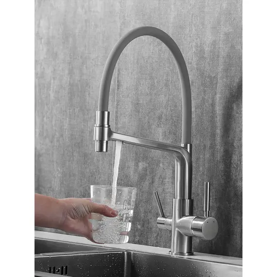 Смеситель для кухни с гибким изливом и фильтром Rose R658L, изображение 7