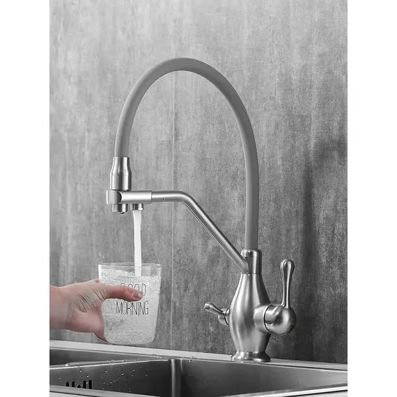 Смеситель для кухни с гибким изливом и фильтром Rose R858L, изображение 7