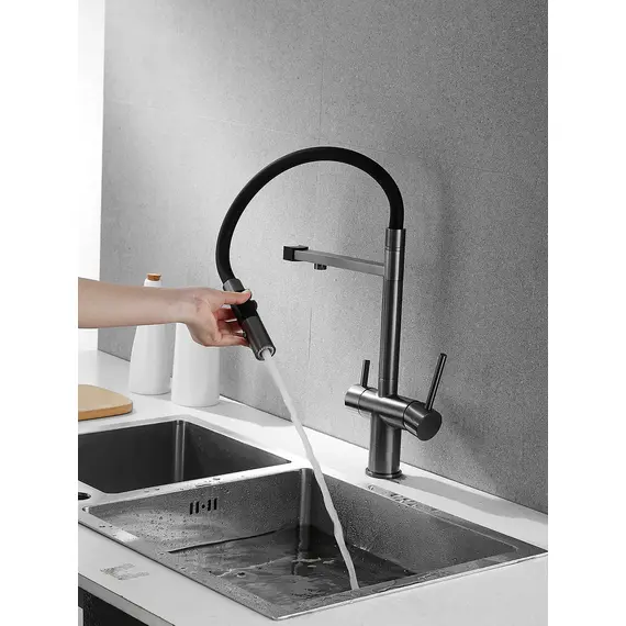 Смеситель для кухни с гибким изливом и фильтром Rose R958T, изображение 7