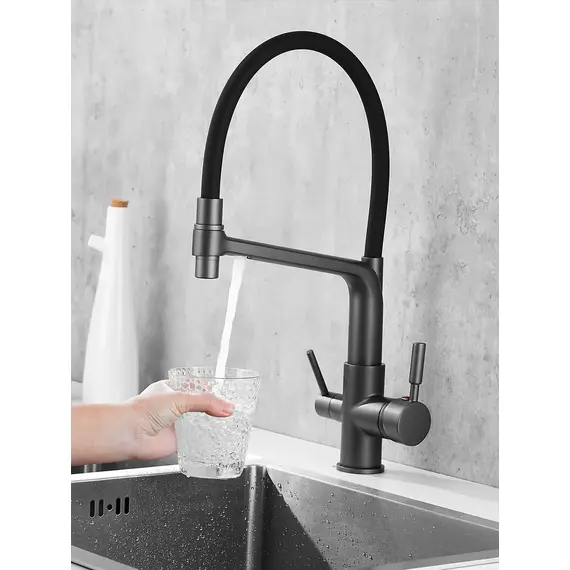 Смеситель для кухни с гибким изливом и фильтром Rose R658Y, изображение 7