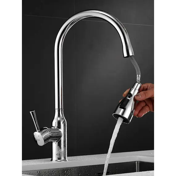 Однорычажный смеситель для кухни с выдвижной лейкой Shevanik S163, изображение 7