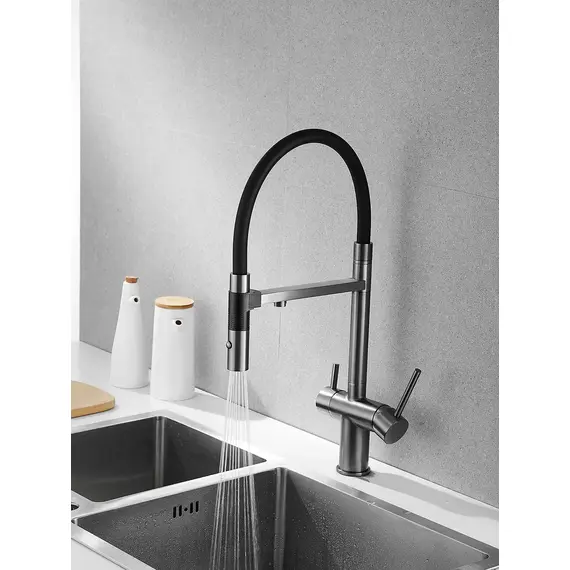 Смеситель для кухни с гибким изливом и фильтром Rose R958T, изображение 8