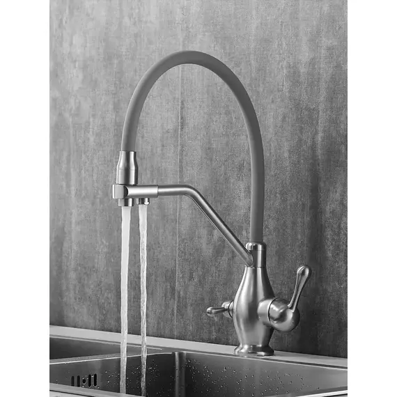 Смеситель для кухни с гибким изливом и фильтром Rose R858L, изображение 8