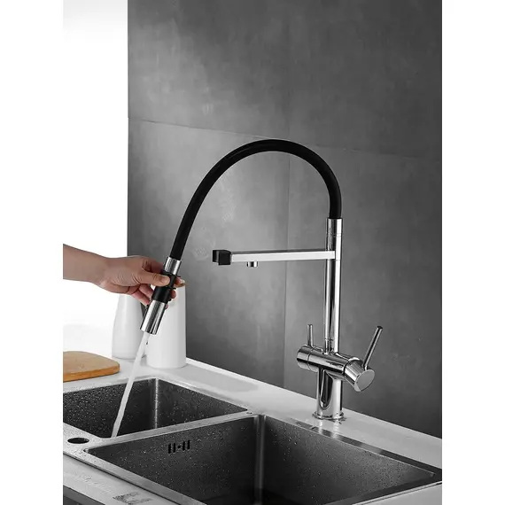 Смеситель для кухни с гибким изливом и фильтром Rose R958, изображение 9