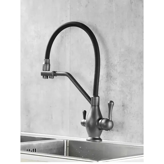 Смеситель для кухни с гибким изливом и фильтром Rose R858Y, изображение 9