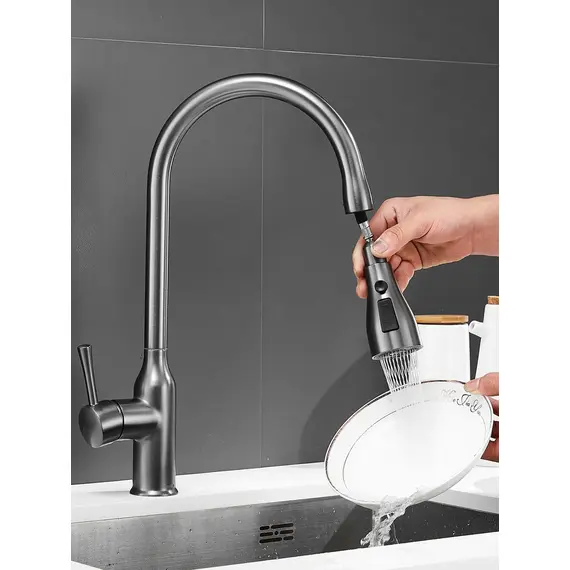 Однорычажный смеситель для кухни с выдвижной лейкой Shevanik S163T, изображение 9