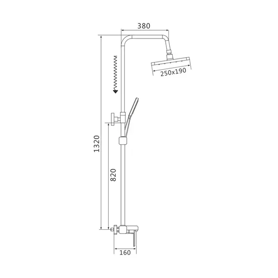 Душевая система с тропическим душем и смесителем Shevanik S8836H, изображение 29