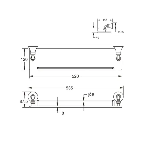 Стеклянная полка Rose RG1219, изображение 2