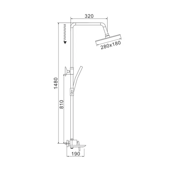 Душевая система с тропическим душем и смесителем Rose R2736F, изображение 2