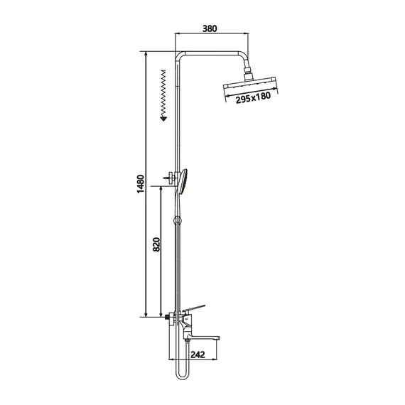 Душевая система с тропическим душем и смесителем Shevanik S8036H, изображение 2