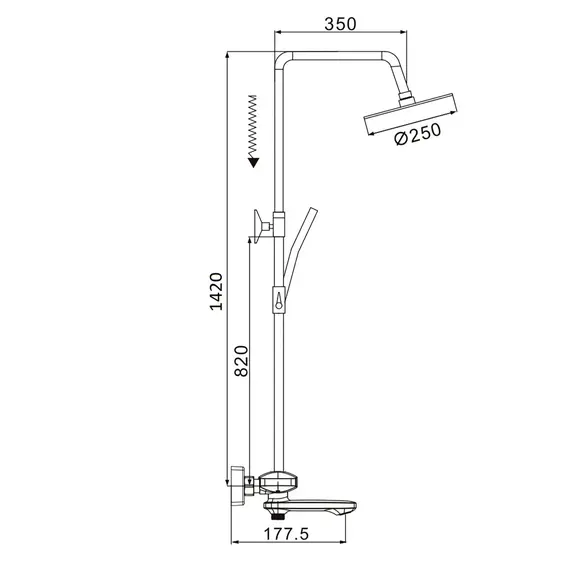 Душевая система с тропическим душем и термостатом Rose R3996T, изображение 2