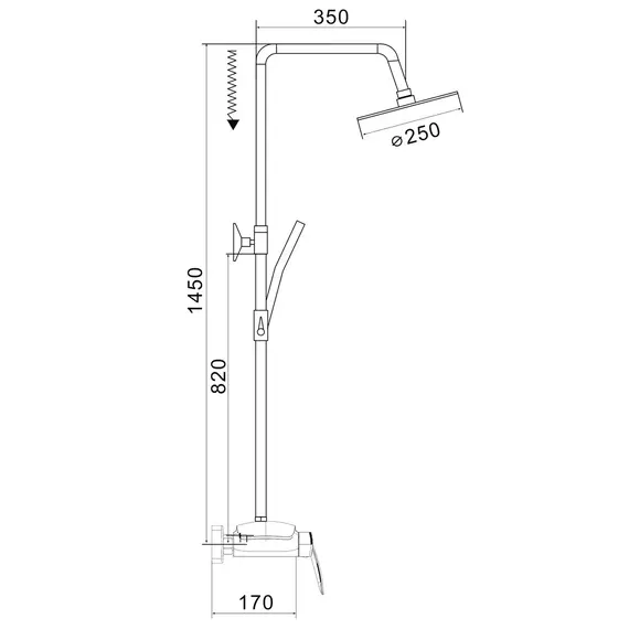 Душевая система с тропическим душем и смесителем Rose R1136, изображение 2