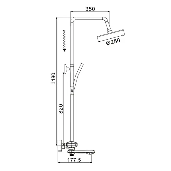 Душевая система с тропическим душем и термостатом Rose R3996, изображение 2