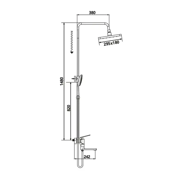 Душевая система с тропическим душем и смесителем Shevanik S8036, изображение 2