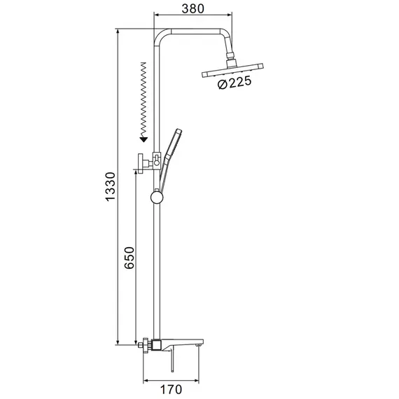 Душевая система с тропическим душем и смесителем Shevanik S9736, изображение 30
