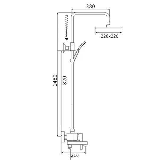 Душевая система с тропическим душем и смесителем Shevanik S8636, изображение 30