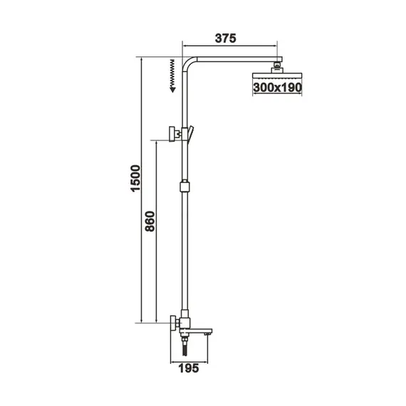 Душевая система с тропическим душем и смесителем Rose R1036H, изображение 3