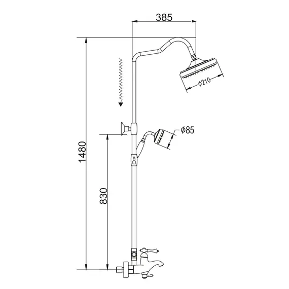 Душевая система с тропическим душем и смесителем Rose R0136Q, изображение 3