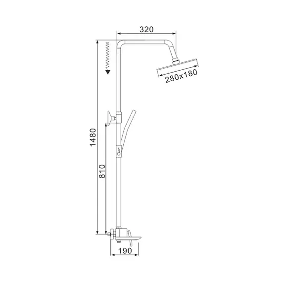 Душевая система с тропическим душем и смесителем Rose R2736H, изображение 3