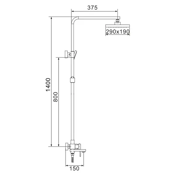 Душевая система с тропическим душем и смесителем Rose R2836H, изображение 4