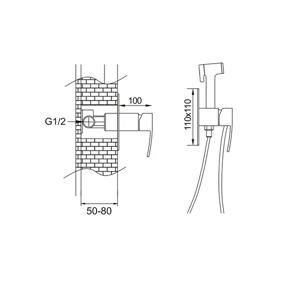 Встроенный гигиенический душ со смесителем для биде Rose R1505F-2, изображение 18