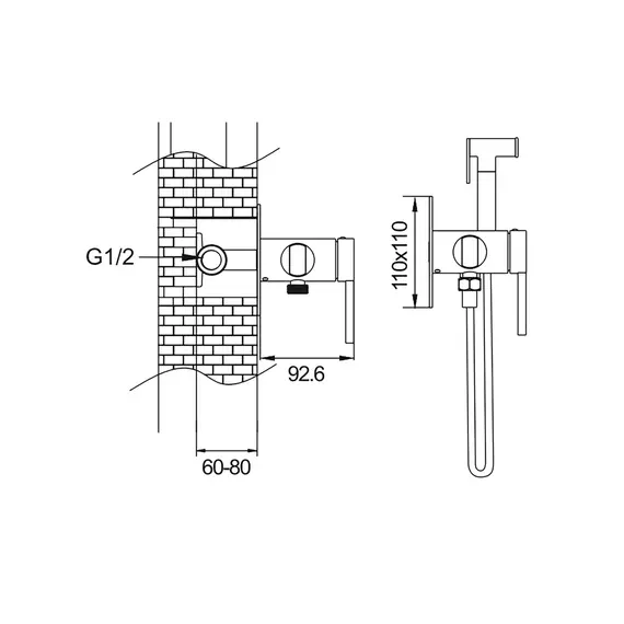 Встроенный гигиенический душ со смесителем для биде Rose R235C, изображение 20