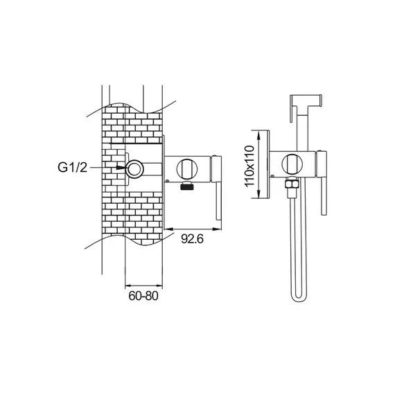 Встроенный гигиенический душ со смесителем для биде Rose R235, изображение 20