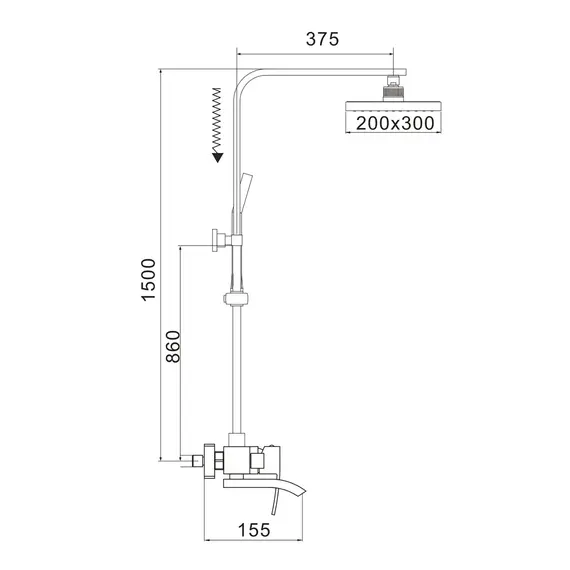 Душевая система с тропическим душем и смесителем Rose R1556H, изображение 2