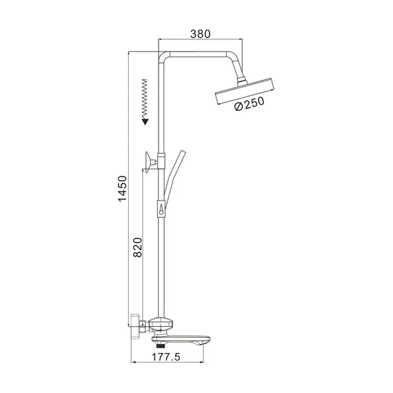 Душевая система с тропическим душем и термостатом Rose R3996F, изображение 2