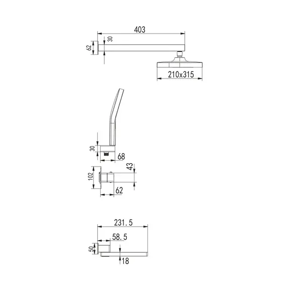 Душевая система с термостатом встраиваемый комплект Rose R1095H, изображение 30