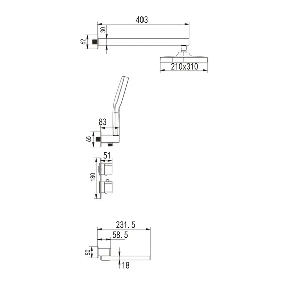 Душевая система с термостатом встраиваемый комплект Rose R1595T, изображение 30