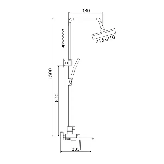 Душевая система с тропическим душем и смесителем Rose R1836, изображение 3