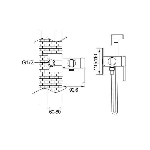 Встроенный гигиенический душ со смесителем для биде Rose R235G, изображение 19