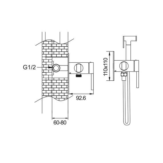 Встроенный гигиенический душ со смесителем для биде Rose R235H, изображение 20