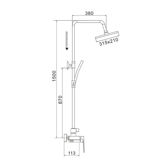 Душевая система с тропическим душем и смесителем Rose R1836H-6, изображение 2